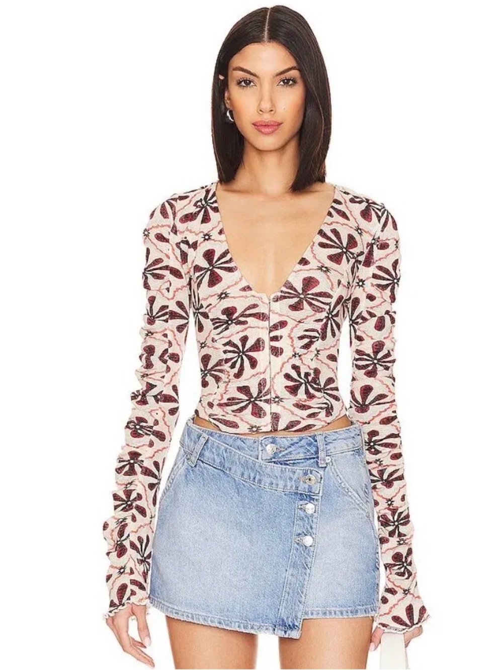 Free People Through the Meadow Sheer Long Sleeve Top